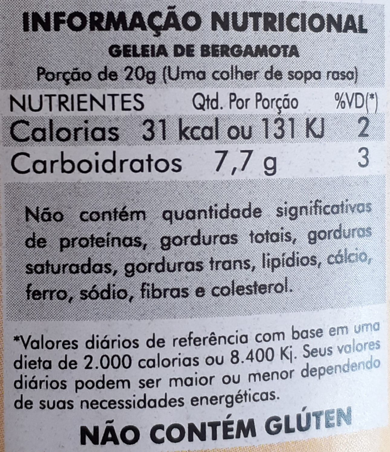 GELEIA DE BERGAMOTA  HF Carraro - Agroindústria de Produtos Orgânicos